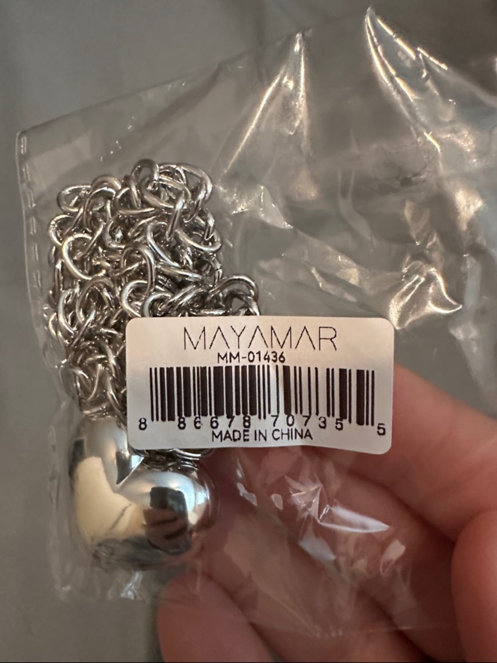 Mayamar NWT Puffy Heart Wrap Necklace / Belt - Silver (Model MM-01436) - Picture 7 of 7